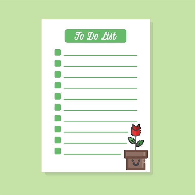 plantilla de lista de tareas pendientes con una linda flor rosa
