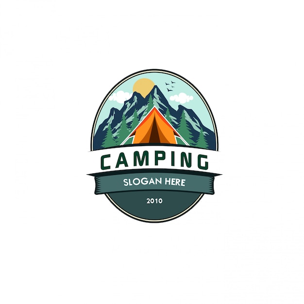 Plantilla logo camping vector illustration