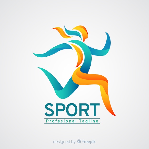 Plantilla de logo de deporte con forma abstracta