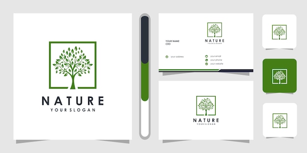 Plantilla de logo con forma de árbol