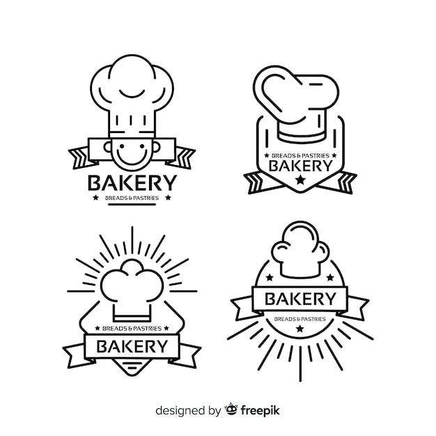 Plantilla de logo de panadería en arte lineal