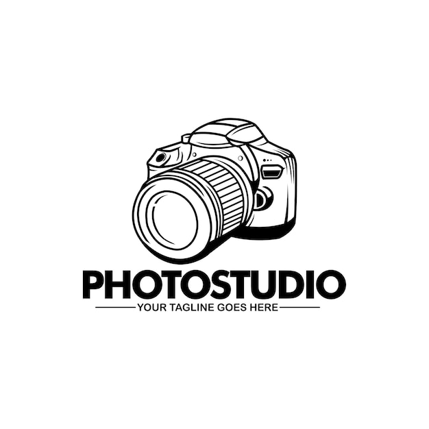 Plantilla de logo de photostudio en blanco y negro