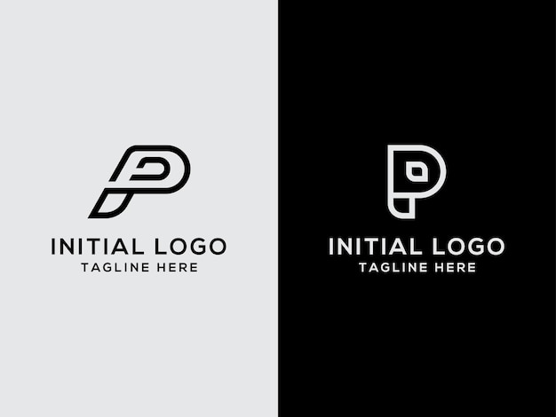 Plantilla logo set diseño P icono letra inicial