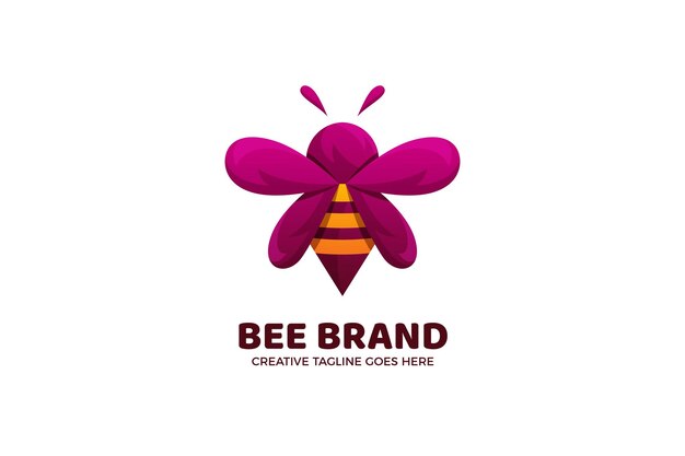 Vector plantilla de logotipo de abeja de dibujos animados lindo