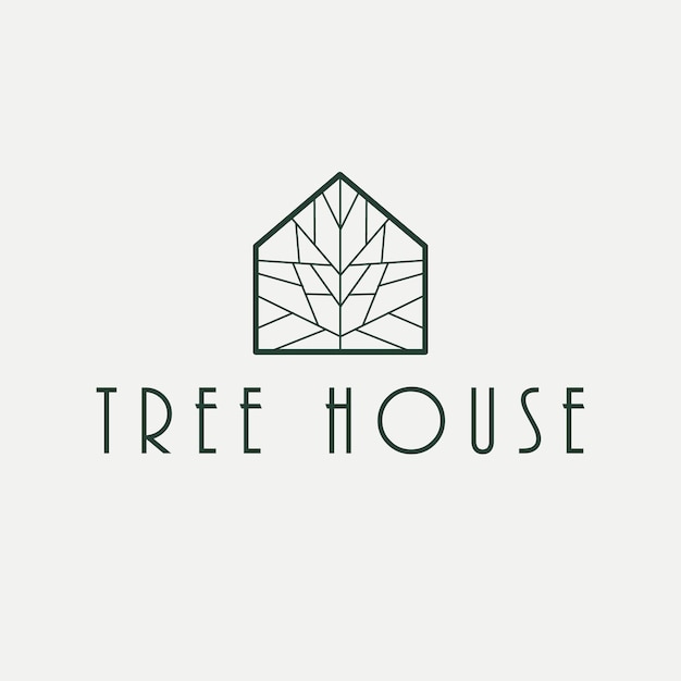 Plantilla de logotipo abstracto de árbol en casa. Diseño del logotipo de la casa del árbol. Logotipo de bienes raíces.