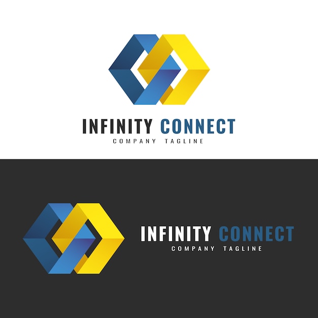 Plantilla de logotipo abstracto. Diseño de logo infinito. Dos figuras interconectadas que simbolizan el contacto infinito.