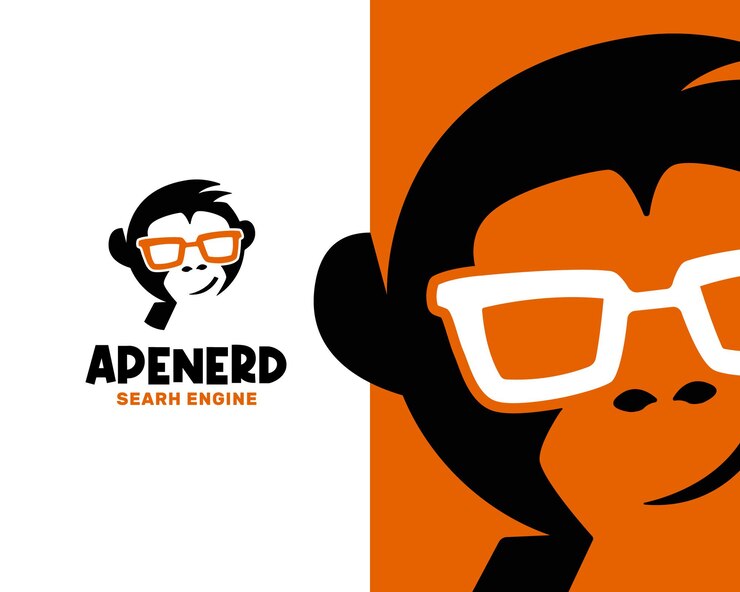 Vector plantilla de logotipo abstracto geek nerd monkey face