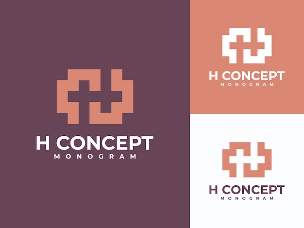 Plantilla de logotipo abstracto iniciales h, monograma letra h