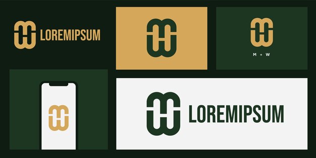 Plantilla de logotipo abstracto letra inicial m y w o mw