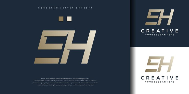 Vector plantilla de logotipo abstracto monograma letra eh