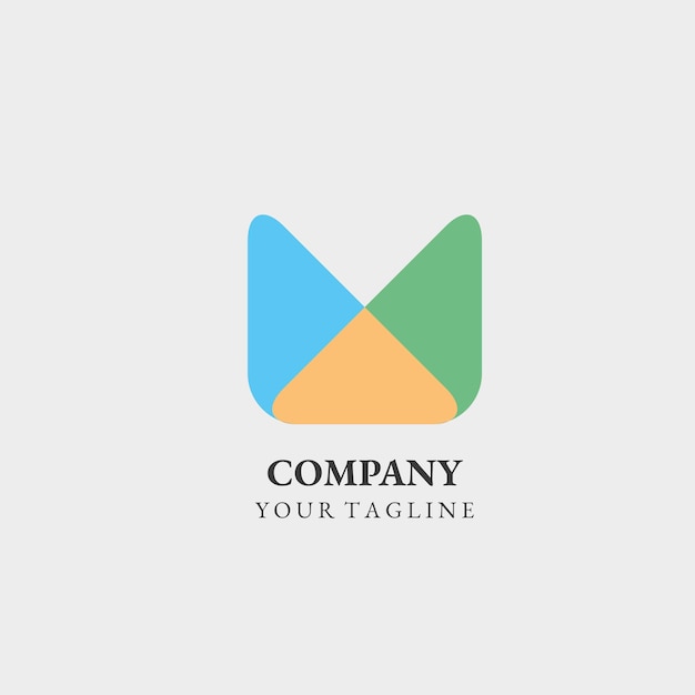 Plantilla de logotipo abstracto de tres colores para marca comercial vector eps 10