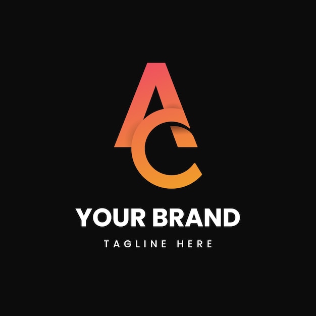 Plantilla de logotipo ac degradado