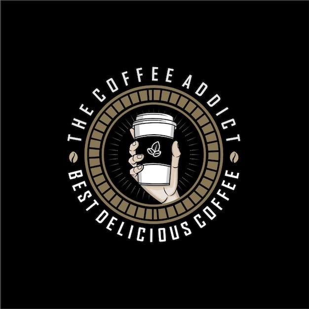 PLANTILLA DE LOGOTIPO DE ADICTO AL CAFÉ