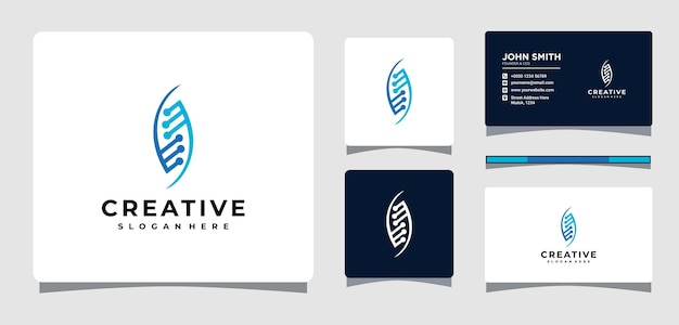 Plantilla de logotipo de adn con inspiración para el diseño de tarjetas de presentación