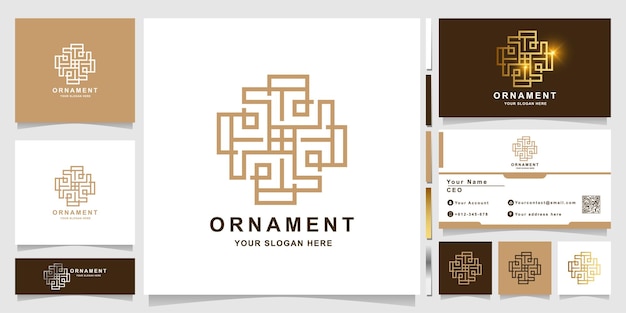 Plantilla de logotipo de adorno elegante minimalista con diseño de tarjeta de visita
