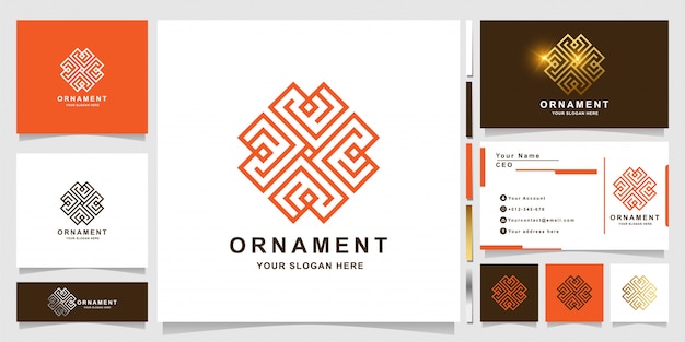 Plantilla de logotipo de adorno elegante minimalista con diseño de tarjeta de visita