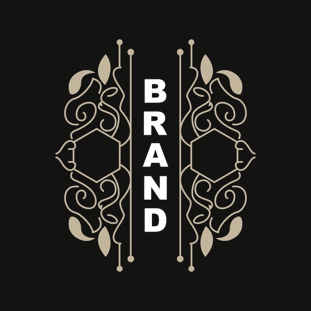 Plantilla de logotipo de adorno minimalista elegante Adorno de lujo Decoración de boda Invitación de estilo Batik de negocios Diseño de marca inicial Frasion de Batik