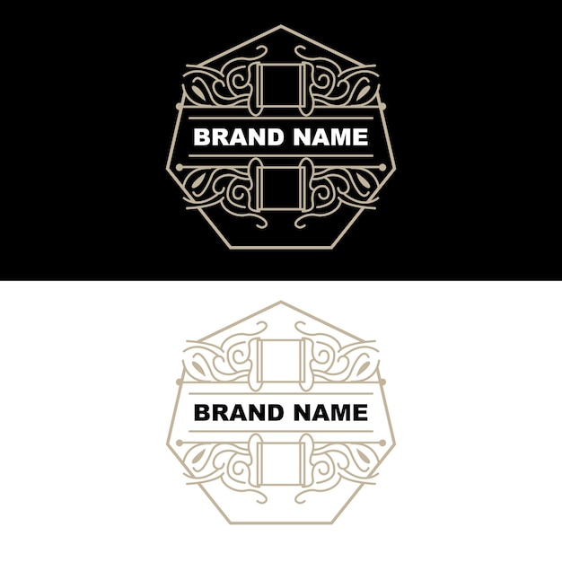 Plantilla de logotipo de adorno minimalista elegante Adorno de lujo Decoración de boda Invitación de estilo Batik de negocios Diseño de marca inicial Frasion de Batik