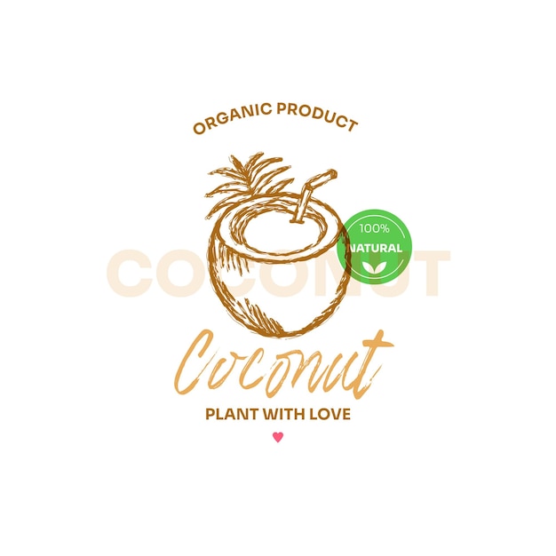 plantilla del logotipo de la agricultura ecológica de los cocos