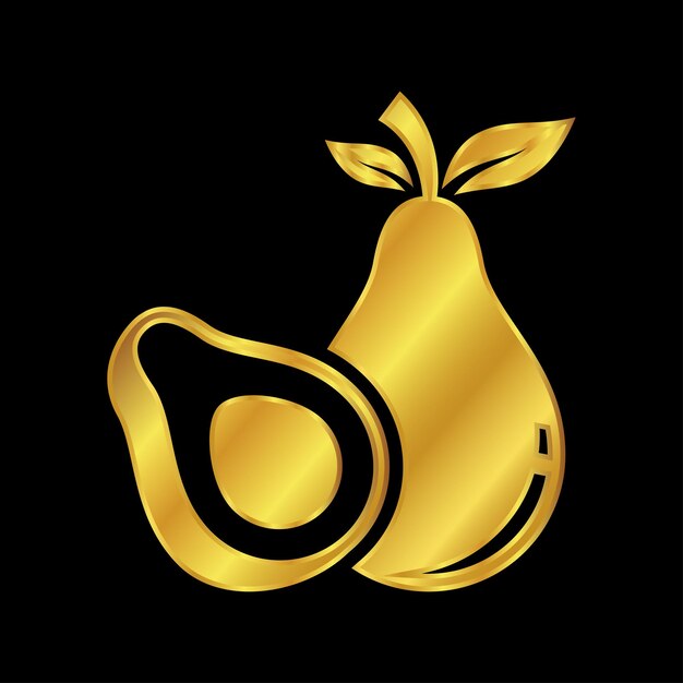 plantilla de logotipo de aguacate de color dorado vectorial libre