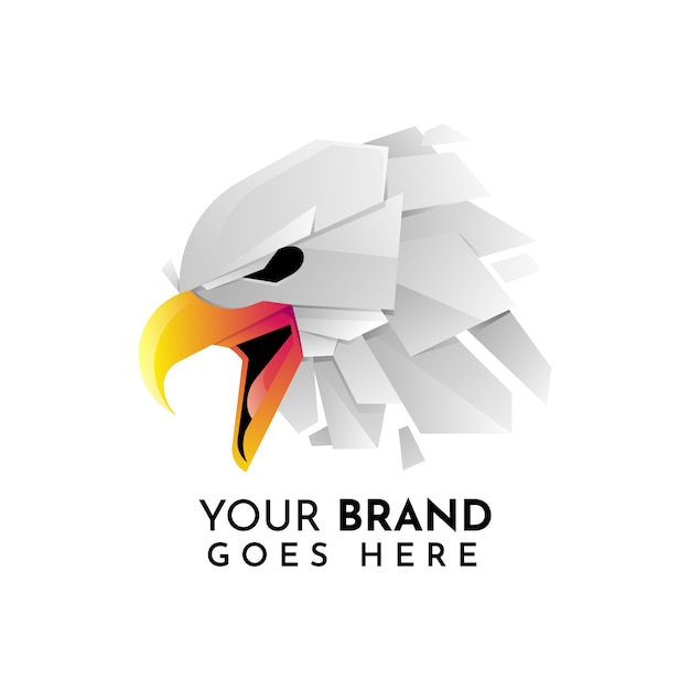 Vector plantilla de logotipo de águila plana