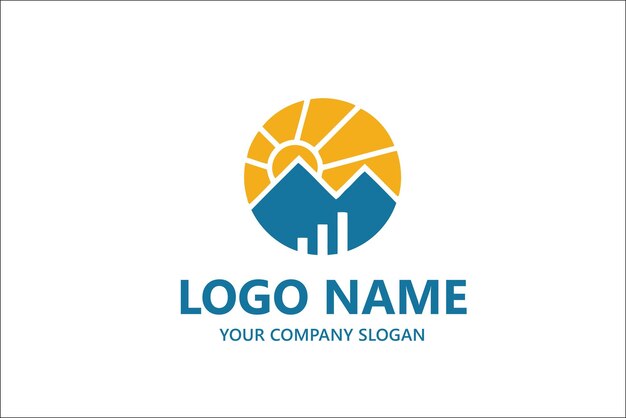 Plantilla de logotipo al aire libre de colina con vista al lago natural
