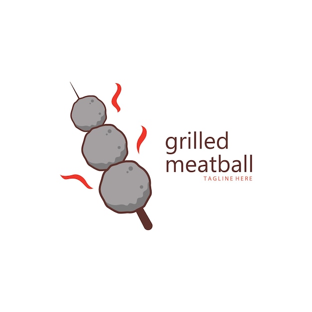 plantilla de logotipo de las albóndigas de carne con ilustración vectorial