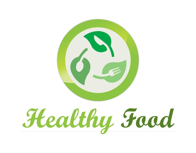 Plantilla de logotipo de alimentos saludables Diseño de vectores de alimentos orgánicos Cuchara de tenedor y logotipo de hojas