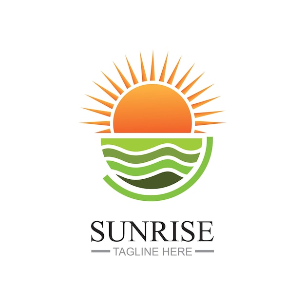 plantilla de logotipo de amanecer Ilustración vectorial Icon Template de logotipo Sol sobre el horizonte