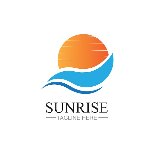 plantilla de logotipo de amanecer Ilustración vectorial Icon Template de logotipo Sol sobre el horizonte