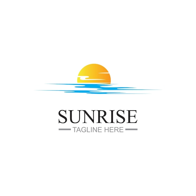 plantilla de logotipo de amanecer Ilustración vectorial Icon Template de logotipo Sol sobre el horizonte