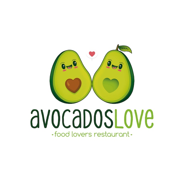 Plantilla de logotipo de amor de aguacates