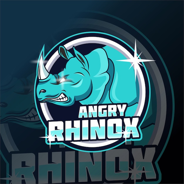 Plantilla de logotipo de angry rhino e sport