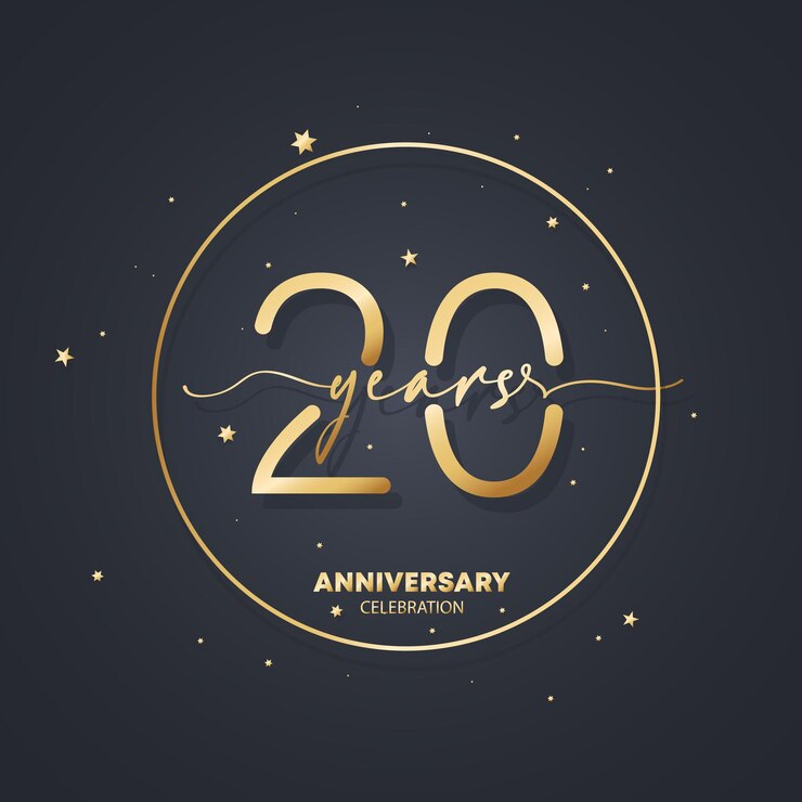 Plantilla de logotipo de aniversario de 20 años. 20 cumpleaños, icono de aniversario de boda. Imagen de símbolo de moda. Vector EPS 10. Aislado en el fondo.
