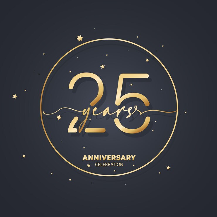 Plantilla de logotipo de aniversario de 25 años. 25 cumpleaños, icono de aniversario de boda. Imagen de símbolo de moda. Vector EPS 10. Aislado en el fondo.