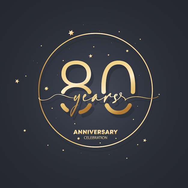 Plantilla de logotipo de aniversario de 80 años. 80 cumpleaños, icono de aniversario de boda. Imagen de símbolo de moda. Vector EPS 10. Aislado en el fondo.