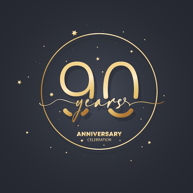 Plantilla de logotipo de aniversario de 90 años. 90 cumpleaños, icono de aniversario de boda. imagen de símbolo de moda. vector eps 10. aislado en el fondo.