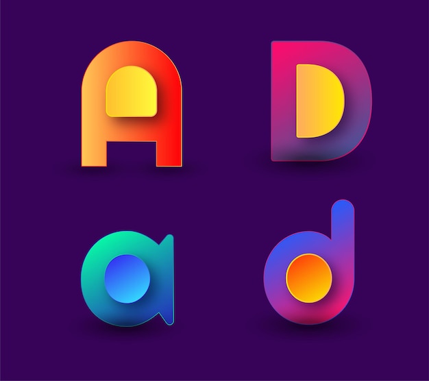 Plantilla de logotipo de anuncio de letra creativa Plantilla de logotipo de degradado de monograma de anuncio de letra inicial