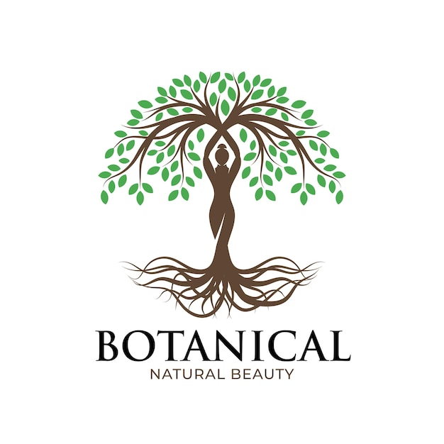 Plantilla de logotipo de árbol de belleza de mujer