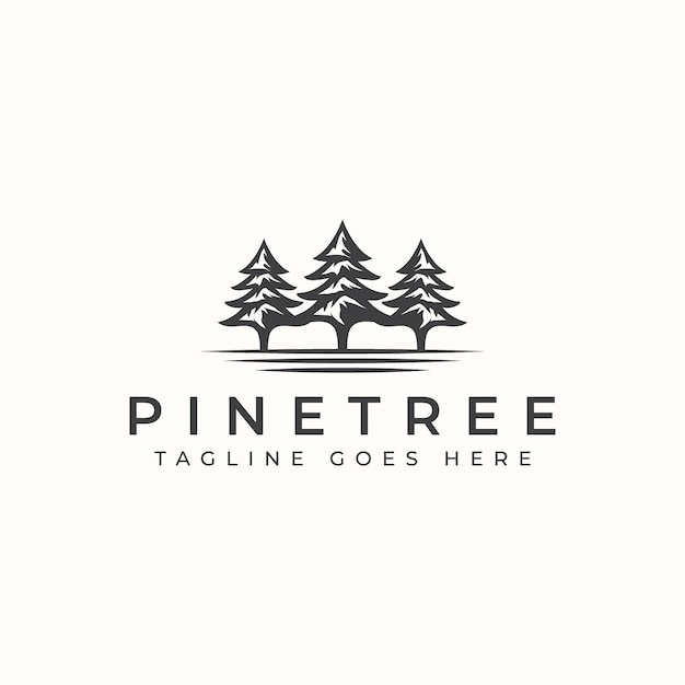 Plantilla de logotipo de árbol de pino vintage.