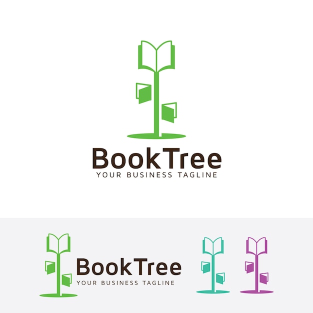 Plantilla de logotipo de árbol de vector de libro