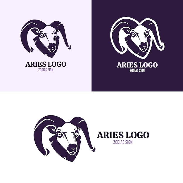 Vector plantilla de logotipo de aries dibujado a mano