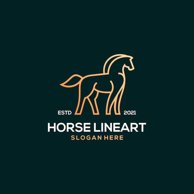 Plantilla de logotipo de arte de línea de caballo