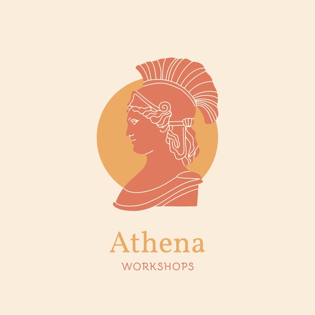 Vector plantilla de logotipo de atena de diseño plano