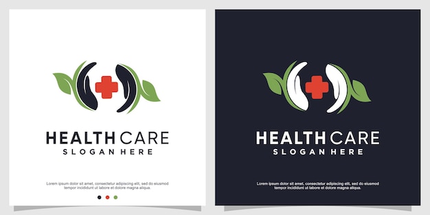 Plantilla de logotipo de atención médica con elemento creativo vector premium