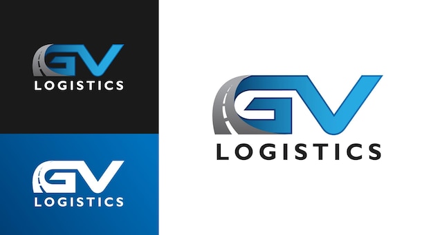 Vector plantilla de logotipo de autopista de logística de carta gv