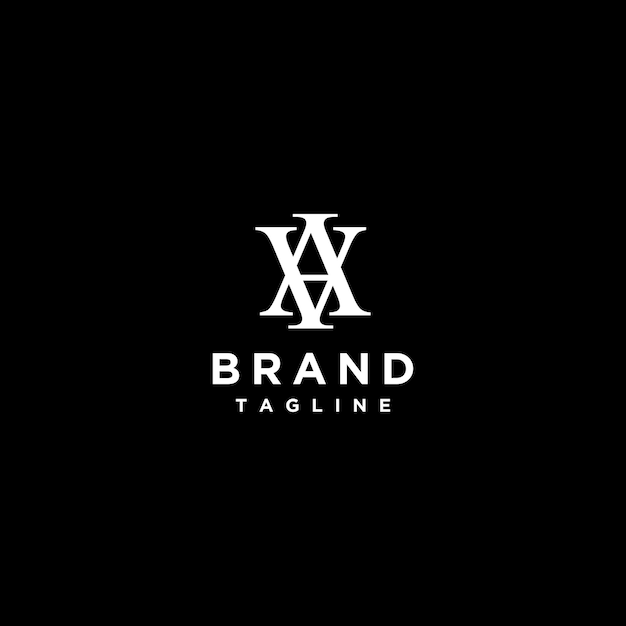 Plantilla de logotipo AV o VA inicial minimalista clásica. Iniciales AV o VA en tipo serif con ganchos.