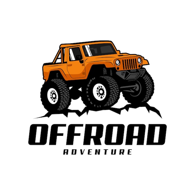 Plantilla de logotipo de aventura en jeep todoterreno vectorial