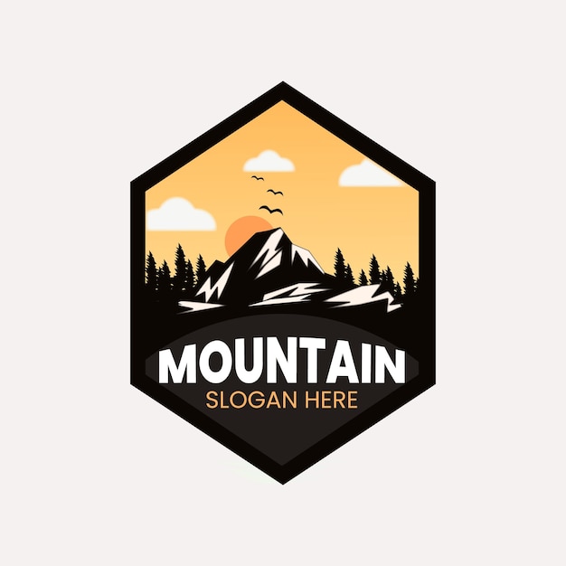 Plantilla de logotipo de aventura en la montaña