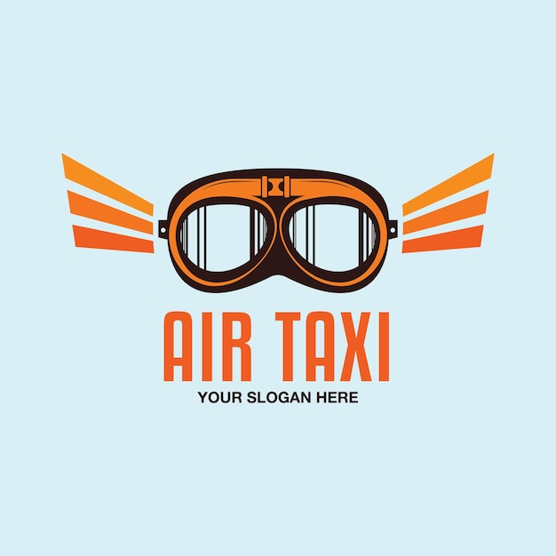 Plantilla de logotipo de avión con gafas taxi aéreo gráficos de insignia de avión para pegatina de camiseta identidad de marca de vuelo etiqueta de vector de stock